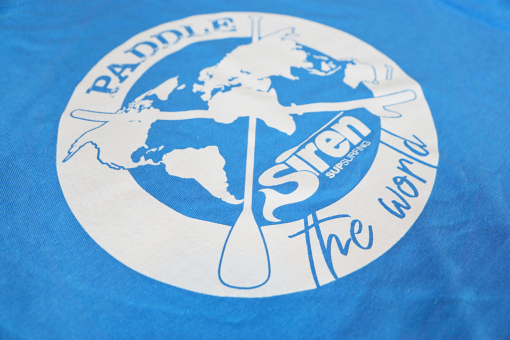 Siren T-Shirt "Paddle the world" in blau