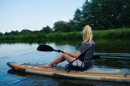 Siren Sup Seat, schwarzes zweiteiliges Glasfaser-Doppelpaddel für Kajaks und SUPs