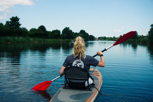 Siren Sup Seat, rotes Aluminium-Doppelpaddel für Kajaks und SUPs