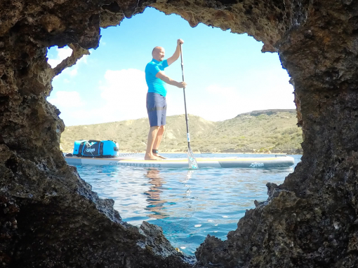 SIREN Touring SUP Board malea 12.2, Pacifica P3 Carbonpaddel und dem wasserdichten Rucksack