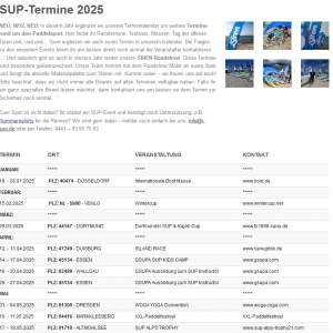 Alle SUP Termine 2025, Race, Events und Messen präsentiert von SIREN SUPsurfing