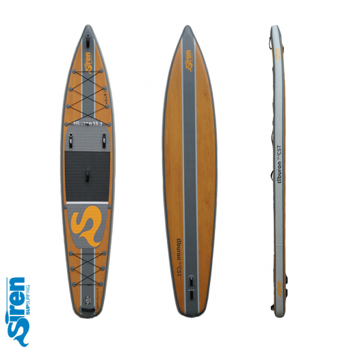 Das beste Touring SUP Board von SIREN SUPsurfing ist der tiburon 13.3 mit Carbon Stringer und Split Finbox